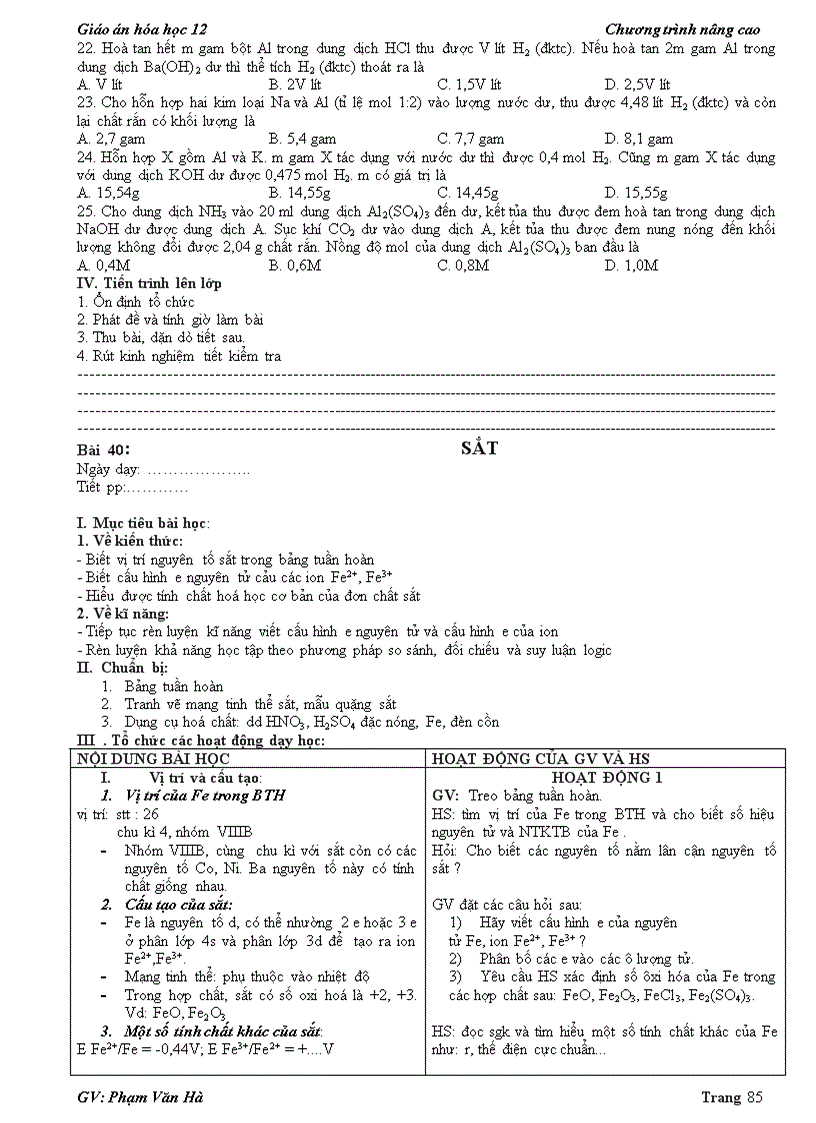 image for page Giao an hoa 12 chuong trinh moi hoc ki 1