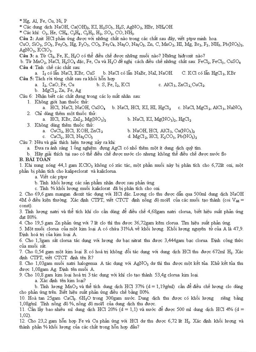 image for page Giáo án tự chọn hóa 10 chương halogen