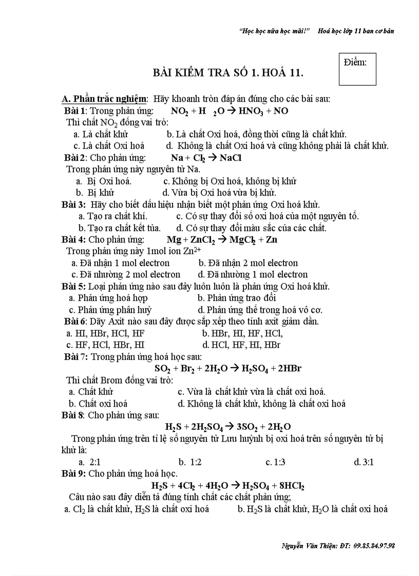image for page Kiem tra hoa 10 co ban