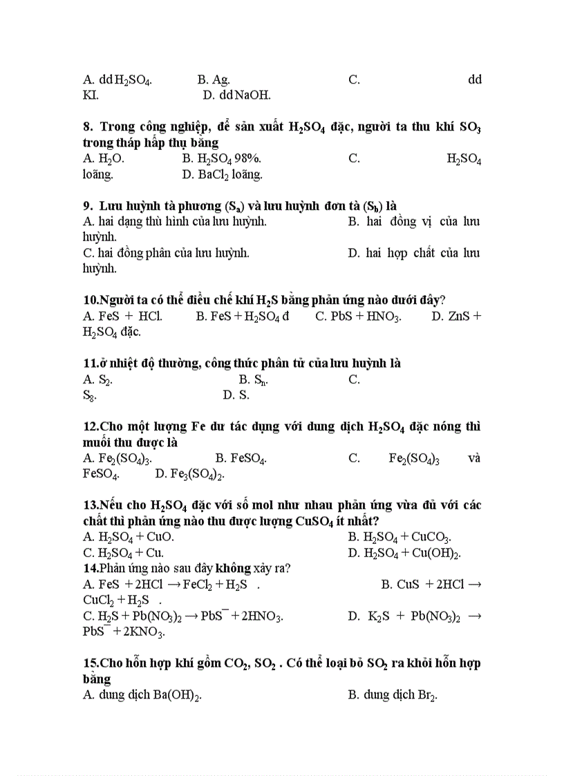 image for page Ngân hàng câu hỏi ôn tập hoá 10 chương oxi