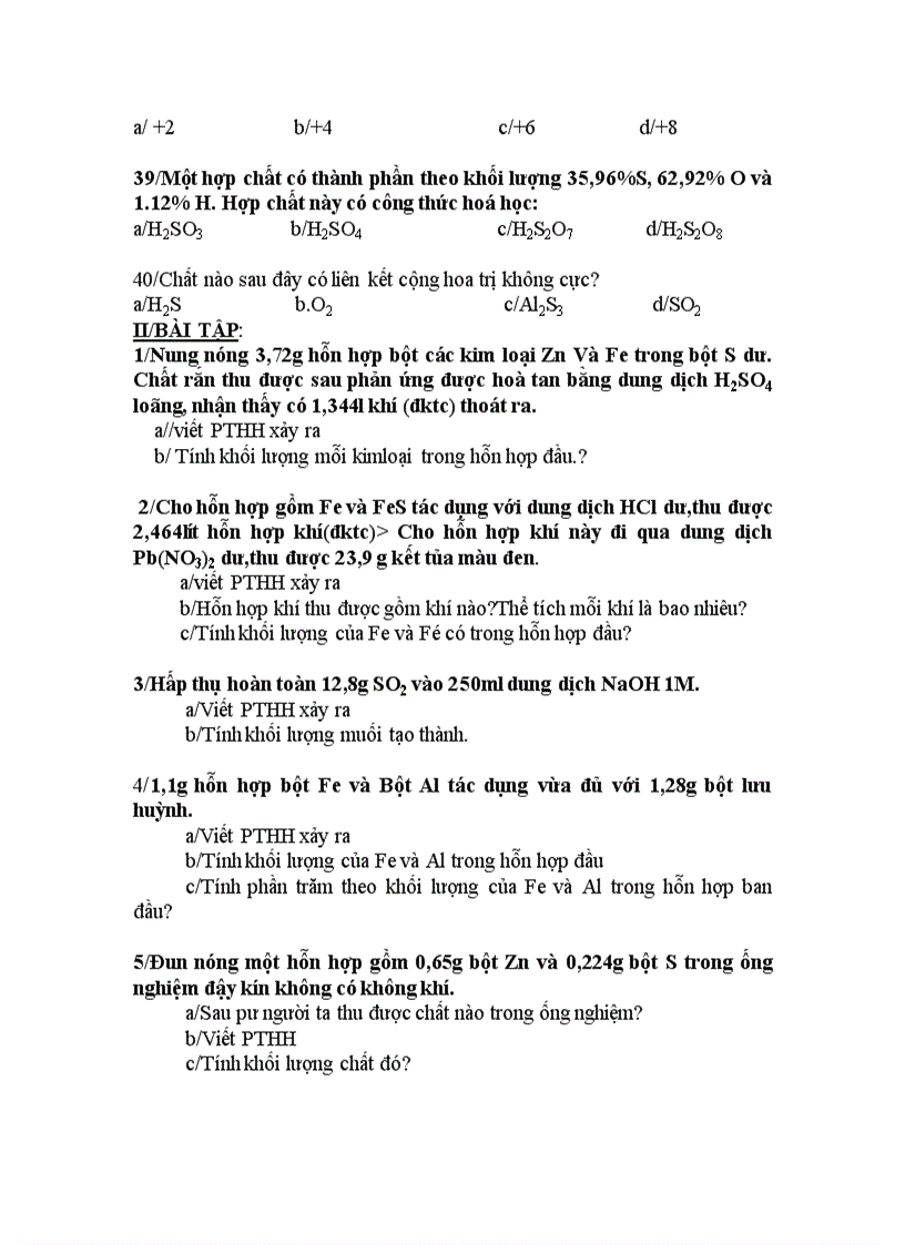 image for page Ngân hàng câu hỏi ôn tập hoá 10 chương oxi