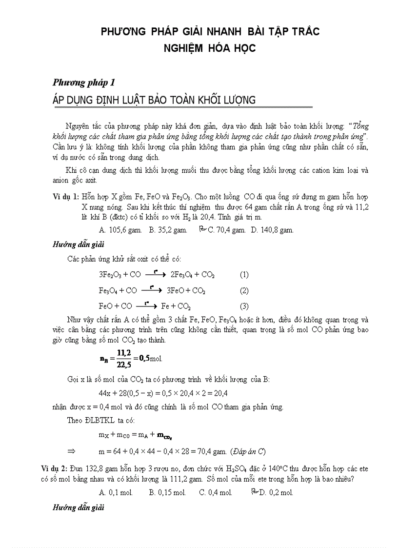 image for page Phương pháp giải nhanh bài tập TN hóa học