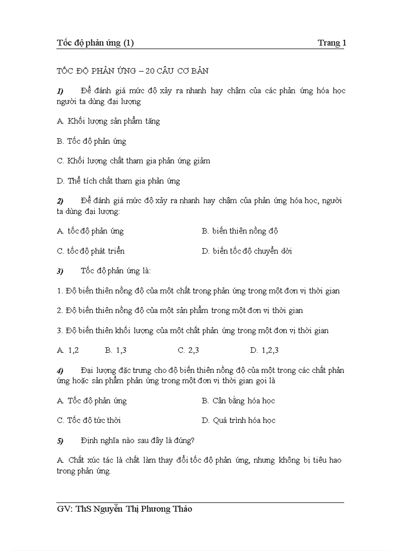 image for page TỐC ĐỘ PHẢN ỨNG 20 câu cơ bản
