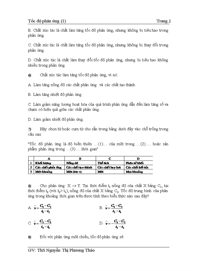 image for page TỐC ĐỘ PHẢN ỨNG 20 câu cơ bản