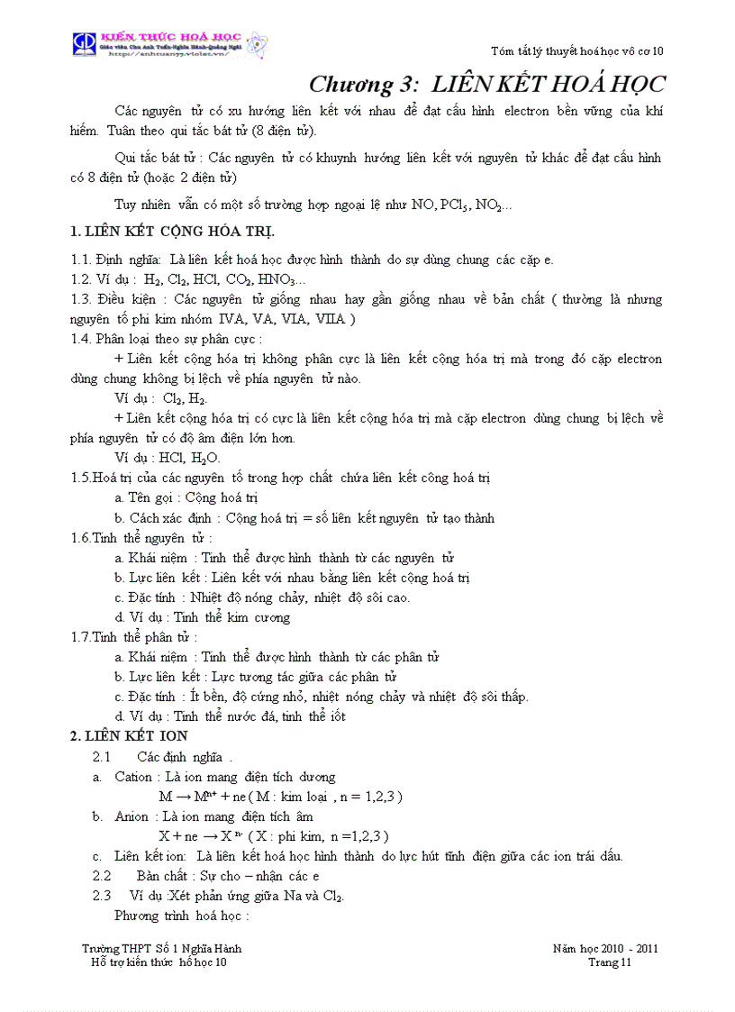 image for page Tóm tắt toàn bộ kiến thức hóa học 11 ban nâng cao