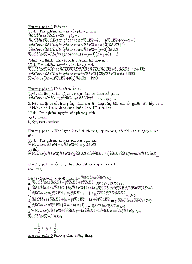 image for page 1 số phương pháp giải PT nghiệm nguyên