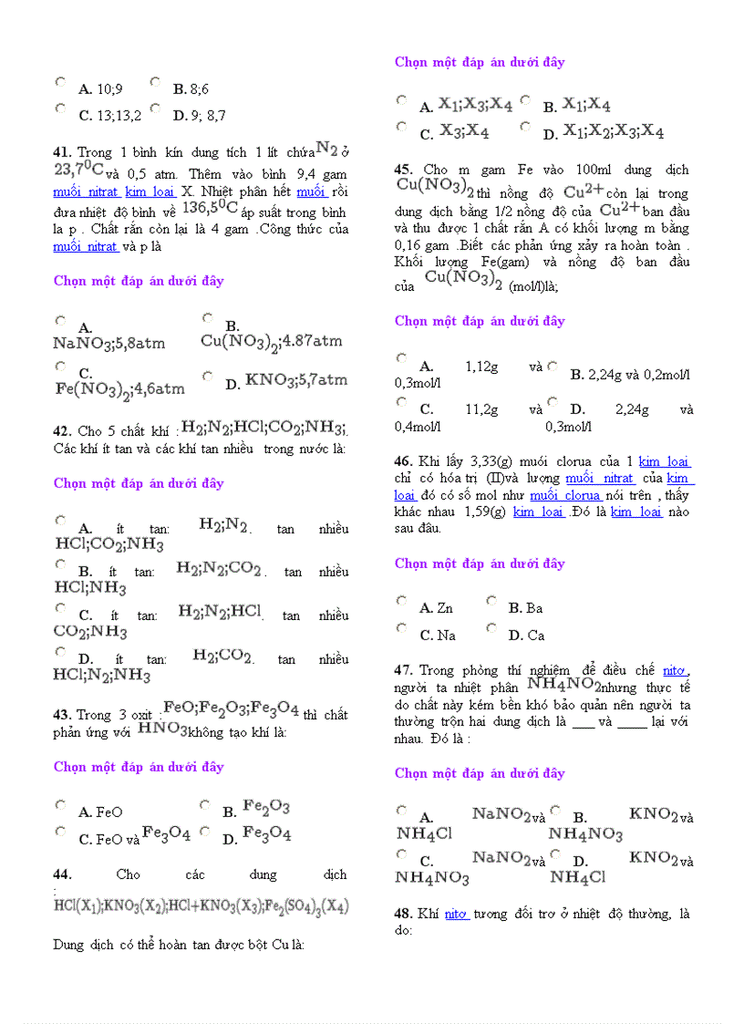 image for page 151 Câu Trắc Nghiệm Chương NItơ Phốt Pho