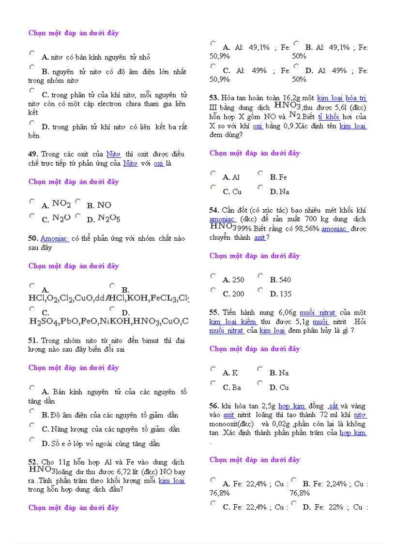 image for page 151 Câu Trắc Nghiệm Chương NItơ Phốt Pho