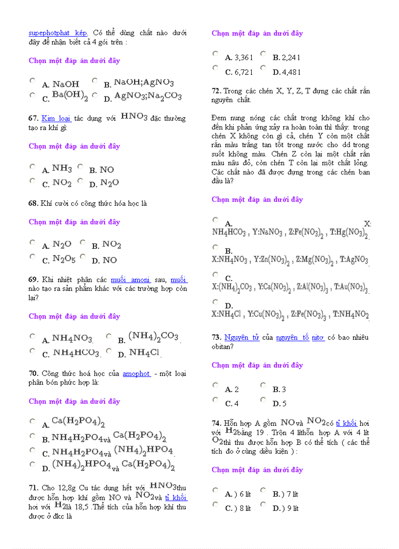 image for page 151 Câu Trắc Nghiệm Chương NItơ Phốt Pho