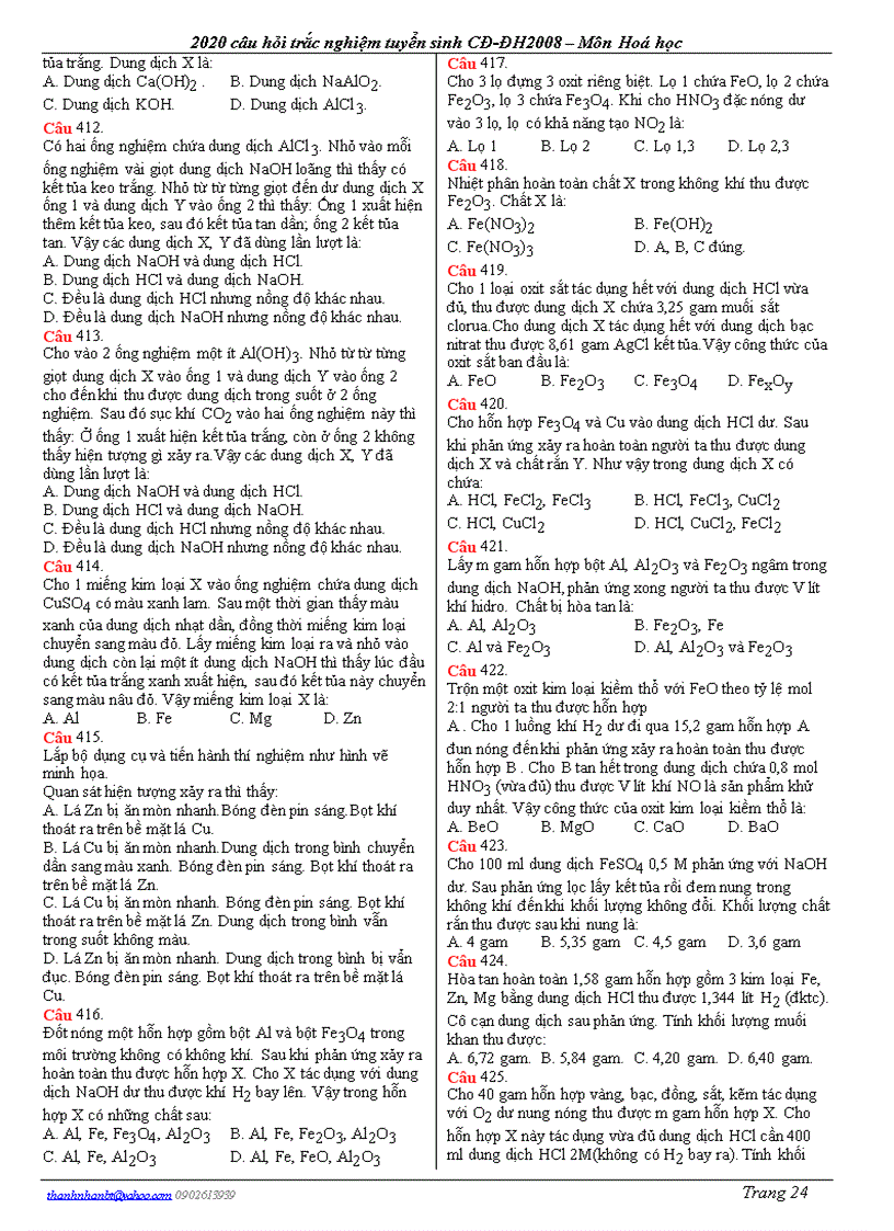 image for page 2200 câu hỏi trắc nghiệm hóa học