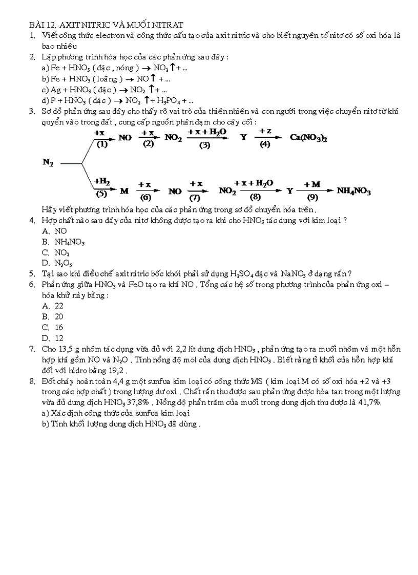 Axit Nitric Va Muối Nitrat Axit Nitric Va Muối Nitrat