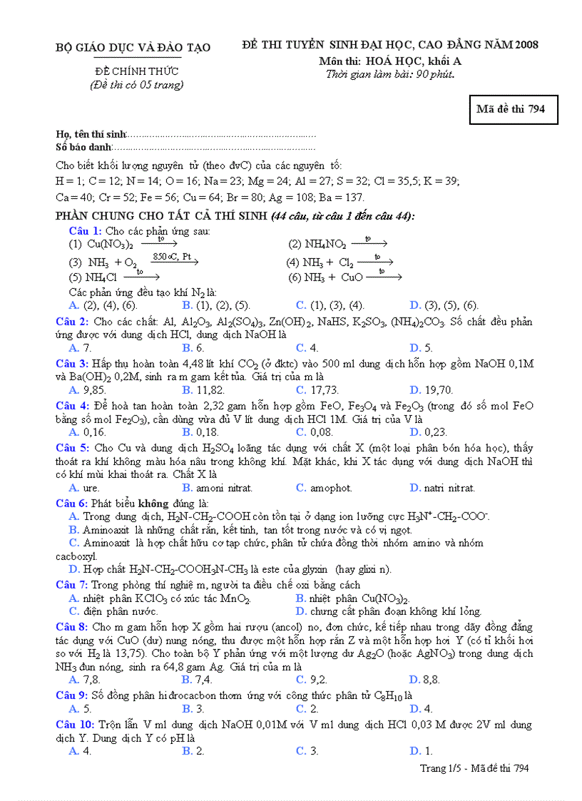 image for page Bà Con Ơi Đề và Đáp An 2008 xem nhanh lên