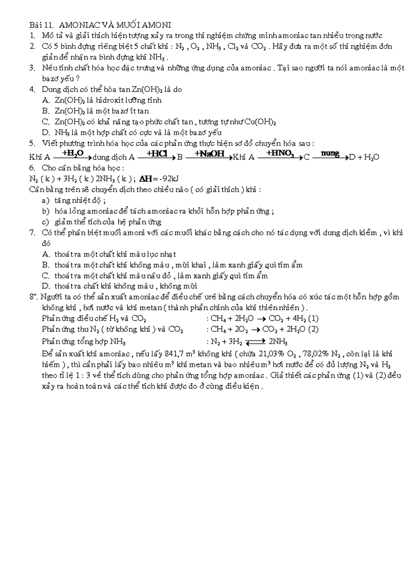 image for page Bài tập amoniac và muối amoni