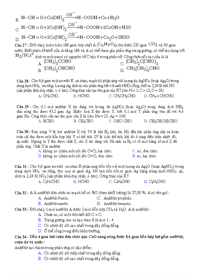 image for page Bài tập andehit