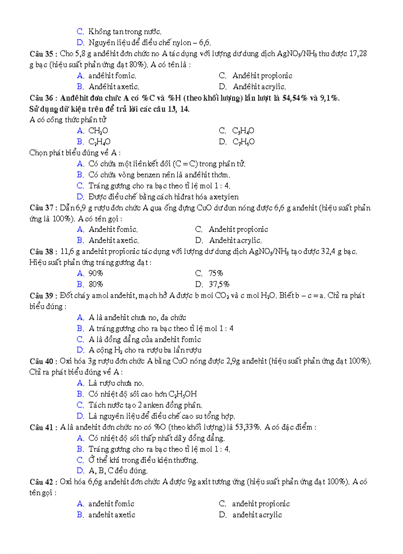 image for page Bài tập andehit