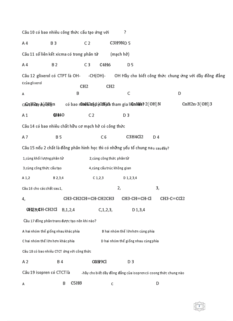 image for page Bài tập đồng đẳng đồng phân