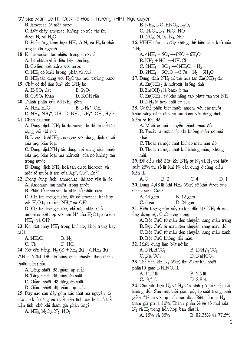 image for page Bài tập trắc nghiẹm chương Ni tơ