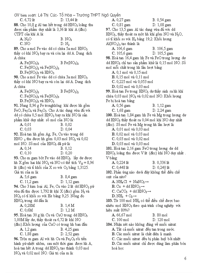image for page Bài tập trắc nghiẹm chương Ni tơ