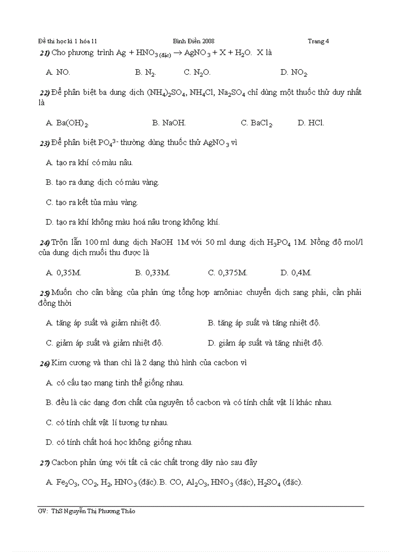 image for page BÌNH ĐIỀN Đề thi học kì 1 hóa 11