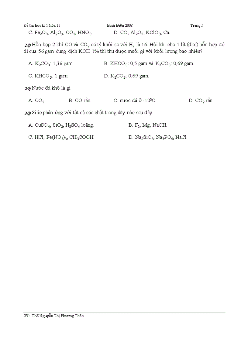 image for page BÌNH ĐIỀN Đề thi học kì 1 hóa 11