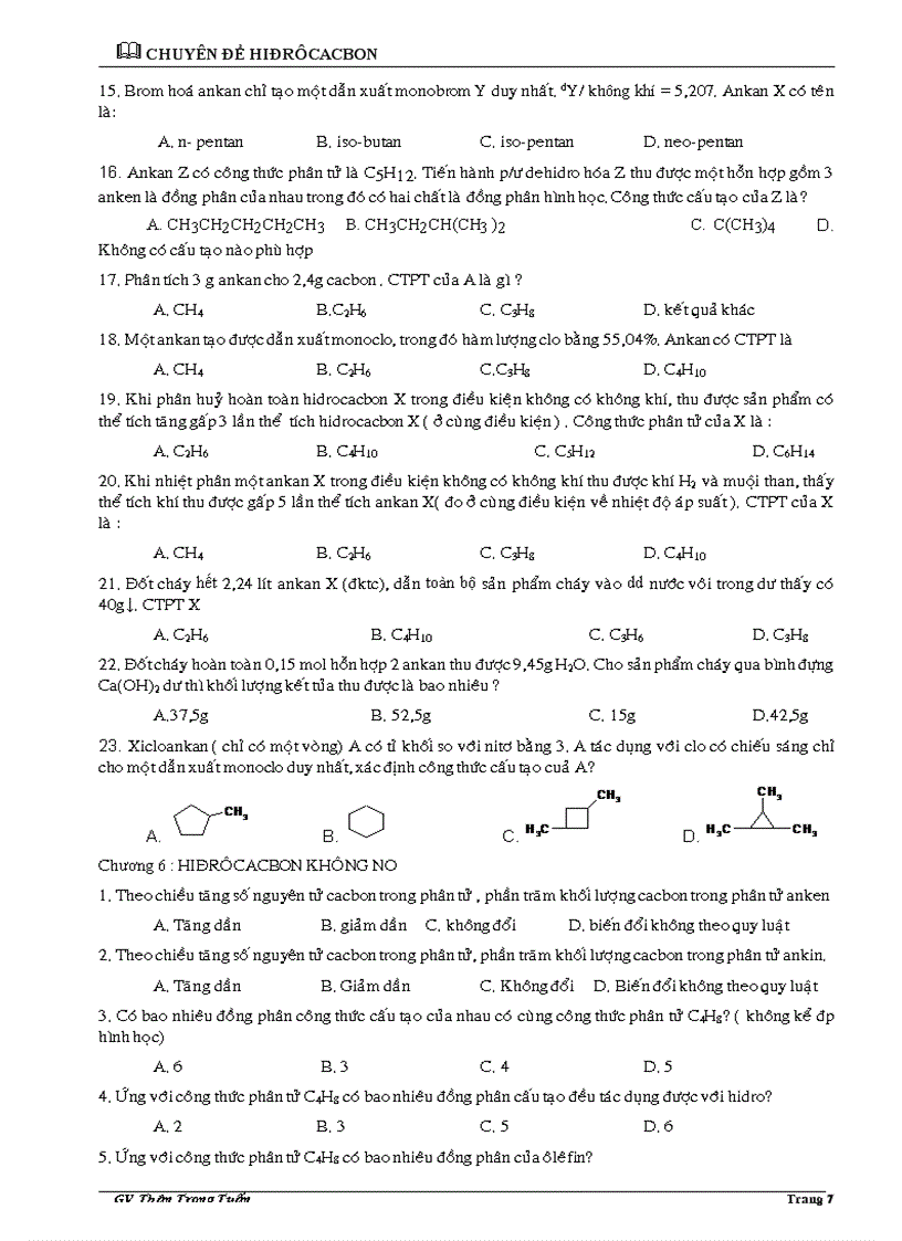 image for page Bt các chương hidrocacbon