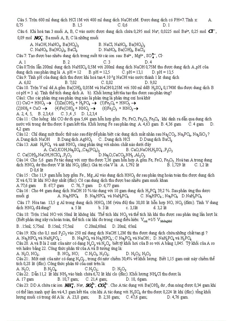 image for page BT ôn tập hkI hóa 11