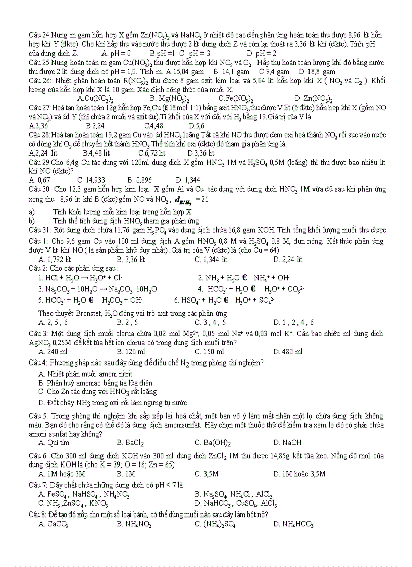 image for page BT ôn tập hkI hóa 11