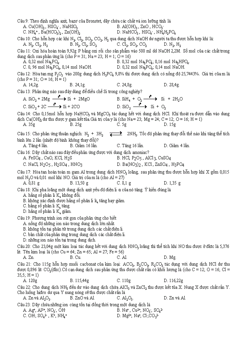 image for page BT ôn tập hkI hóa 11