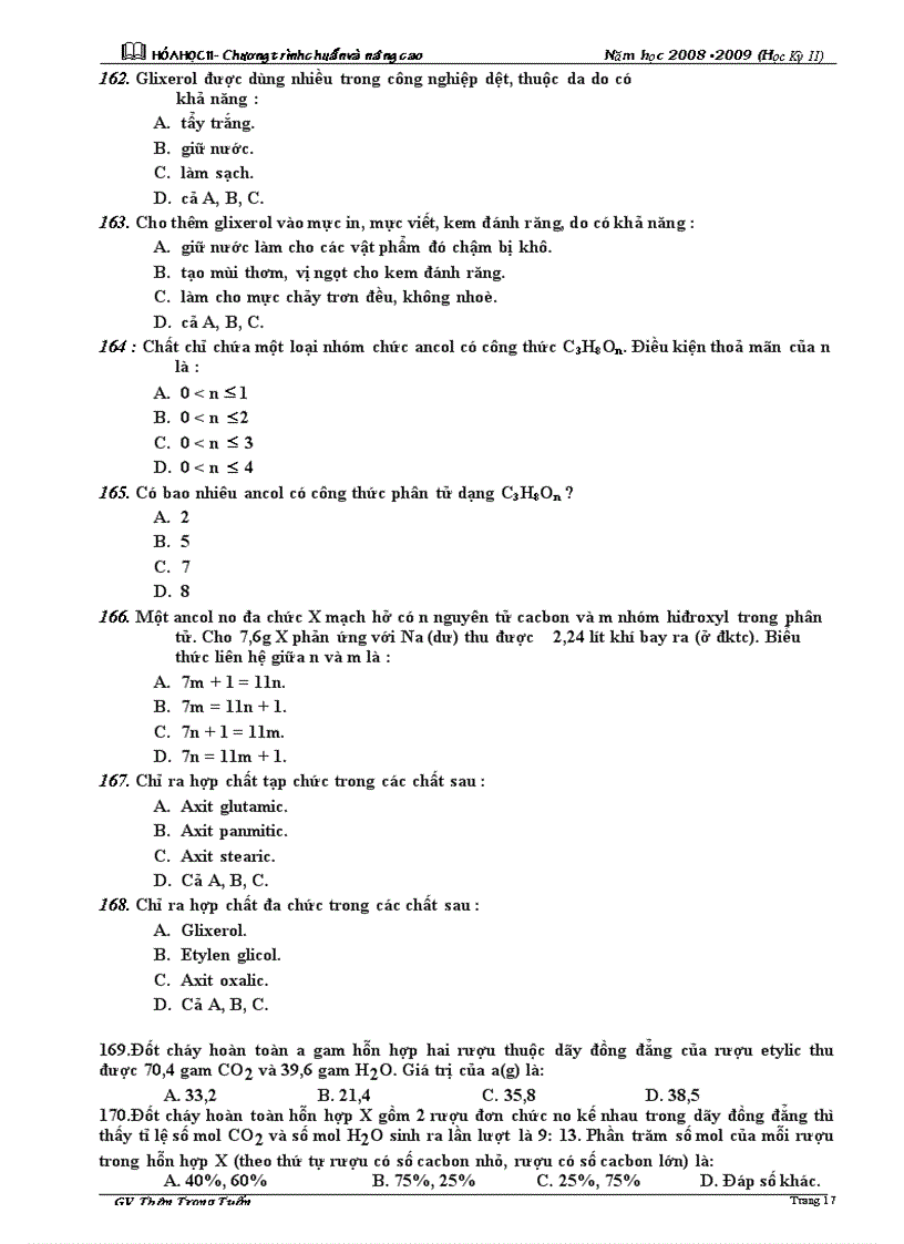 image for page Bt trắc nghiệm chương 8