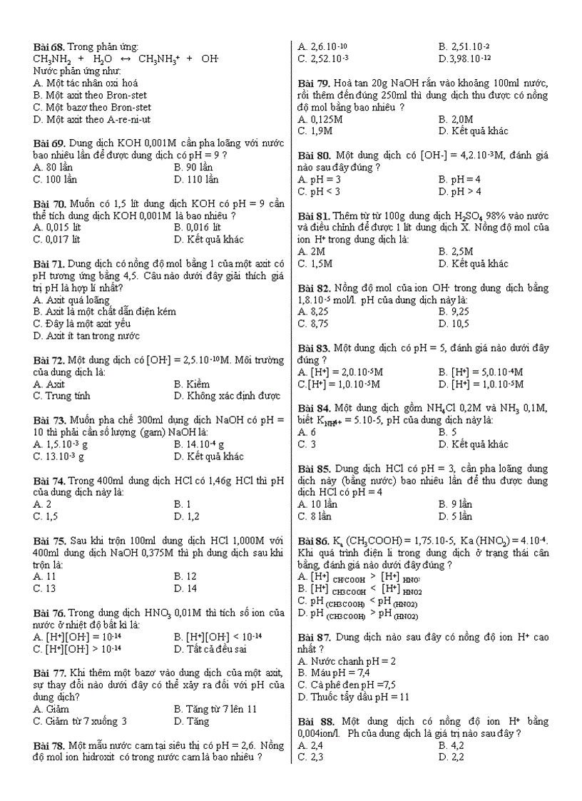 image for page BT trắc nghiệm chương Điện Li