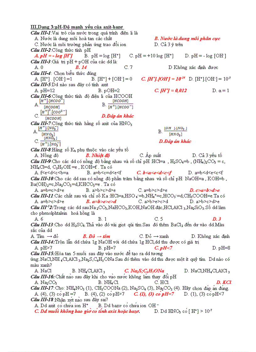 image for page Bài tập trắc nghiệm Chương Điện ly 1