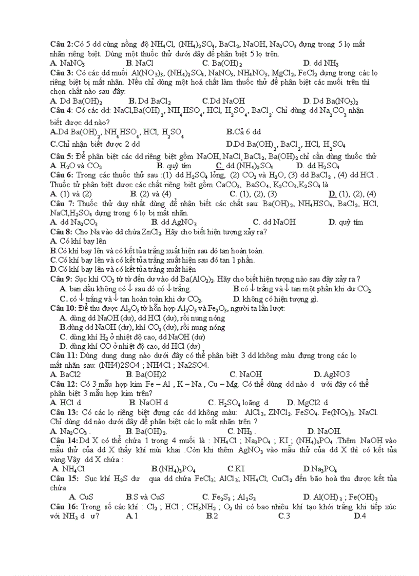 image for page Bài tập trắc nghiệm Chương Điện ly 1