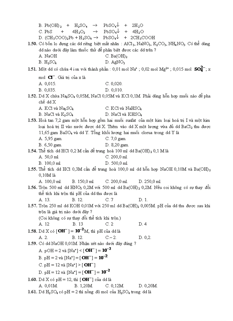 image for page Bài tập trắc nghiệm Chương Điện ly 1