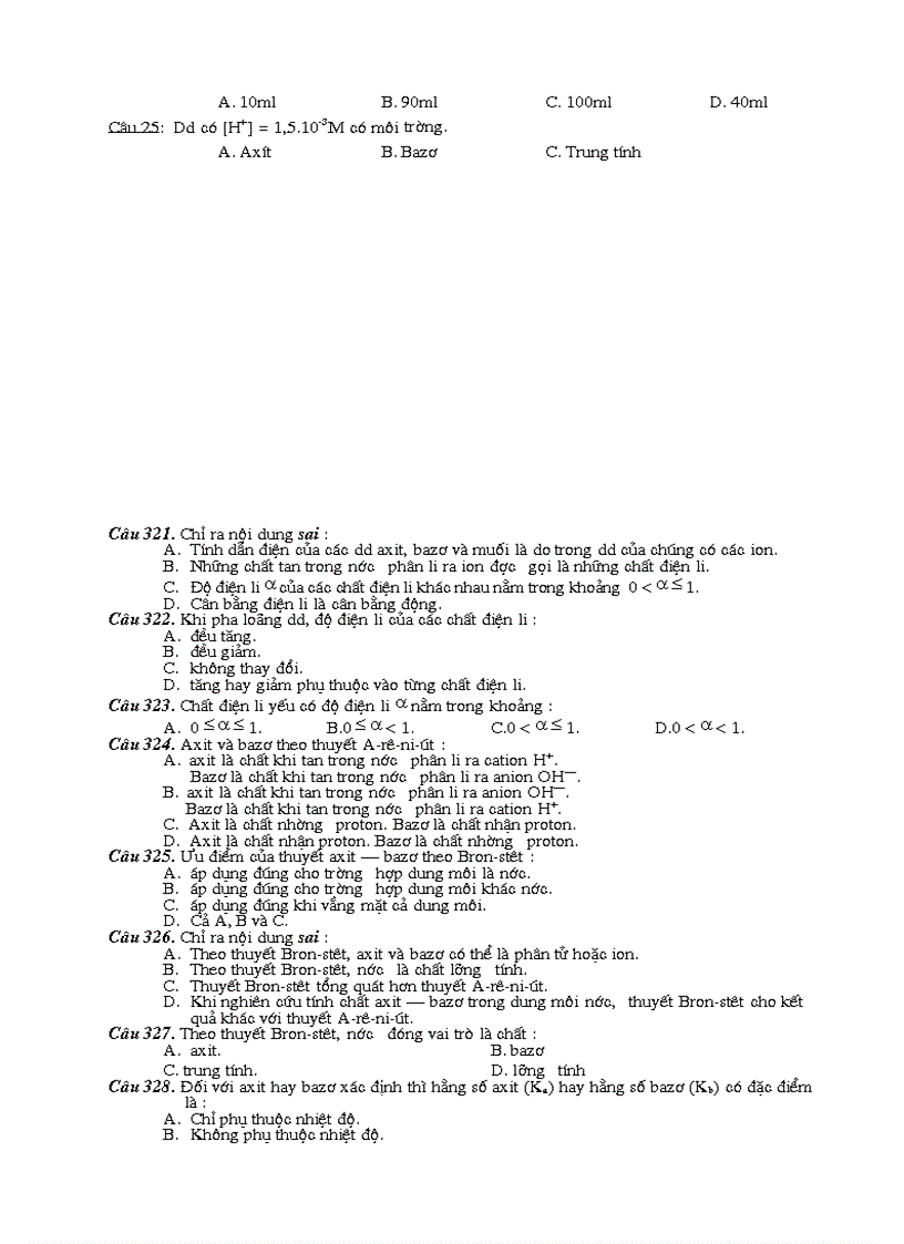 image for page Bài tập trắc nghiệm Chương Điện ly 1