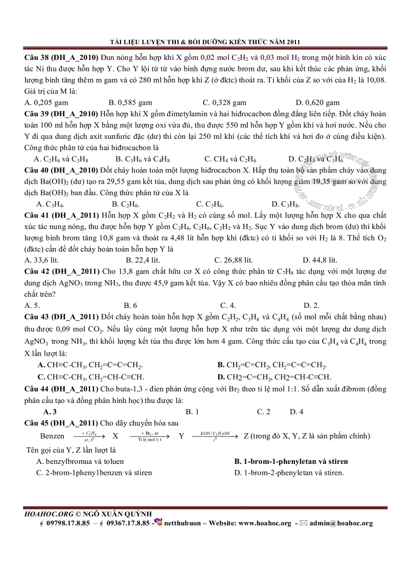 image for page Cac bai tap ve hidrocacbon de dai hoc 2012