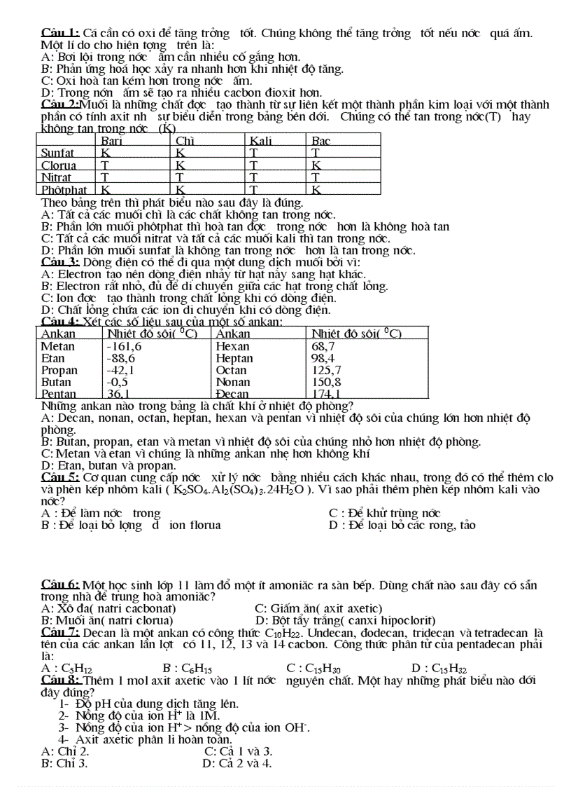 image for page Cau hoi trac nghiem 11 so 2 THPT Vinh Xuong