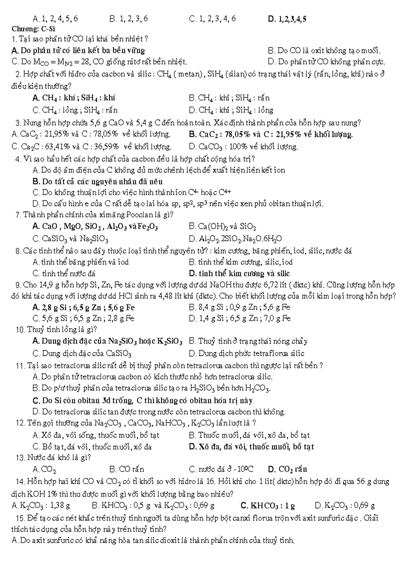 image for page Cau hoi trac nghiem hoa 11 THPT Vinh Xuong