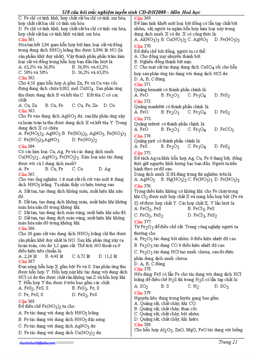 image for page Câu hỏi trắc nghiệm ôn 12 và thi đại học 0809