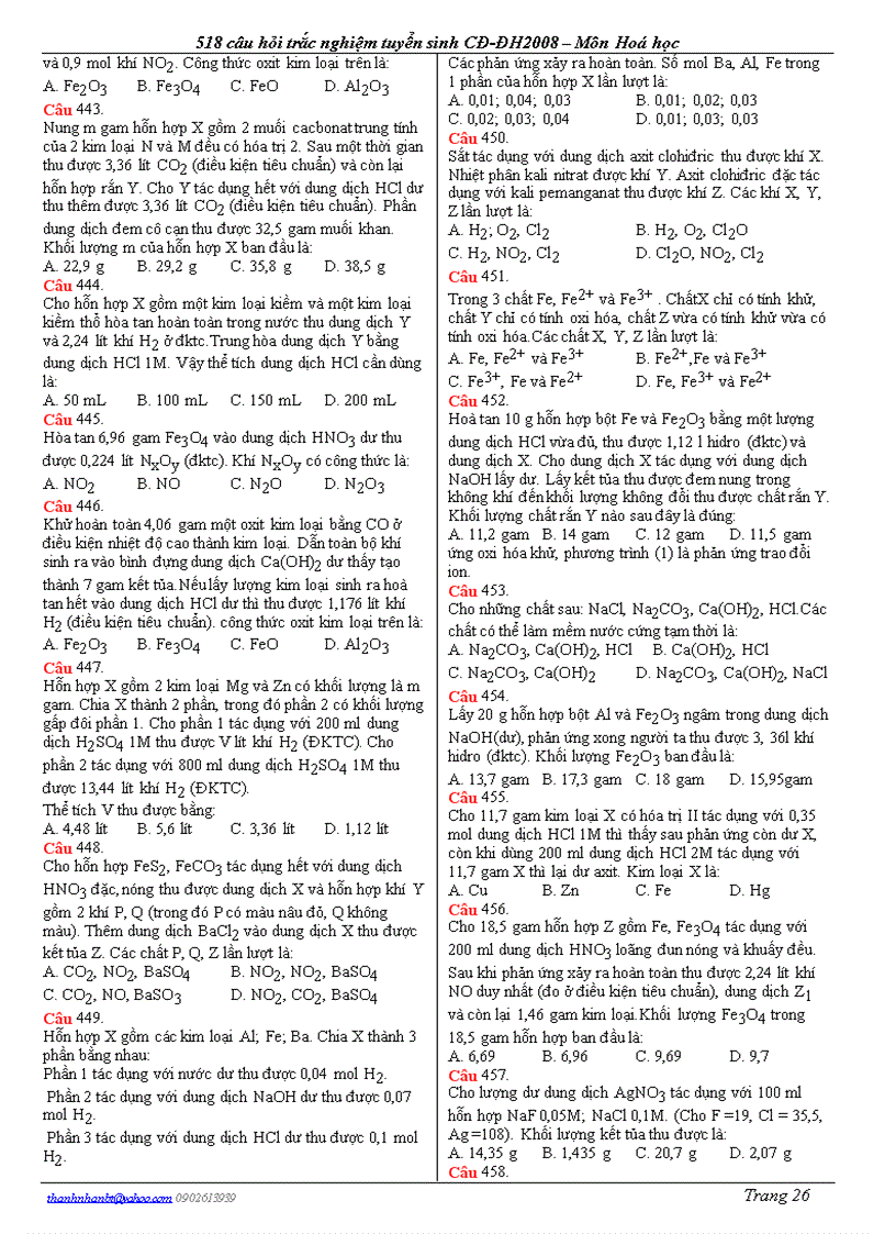 image for page Câu hỏi trắc nghiệm ôn 12 và thi đại học 0809