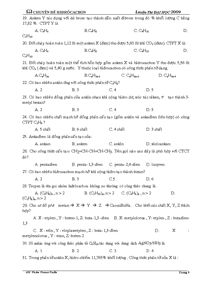 image for page Chuyên đề HIDROCACBON luyenthiĐH