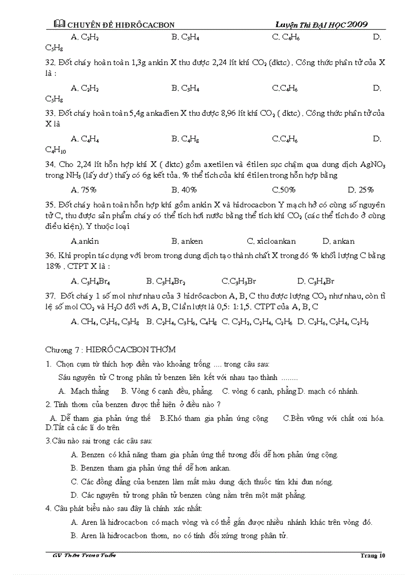 image for page Chuyên đề HIDROCACBON luyenthiĐH