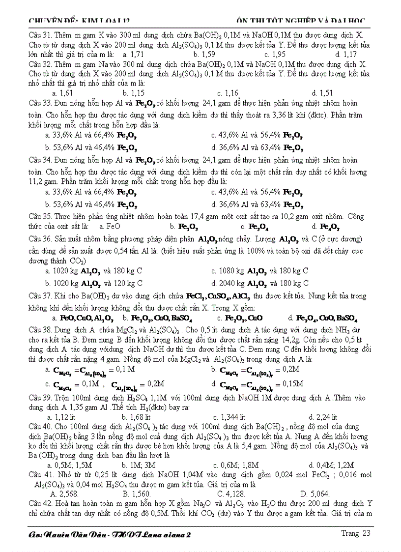 image for page Chuyen de kim loai 12 on thi dh