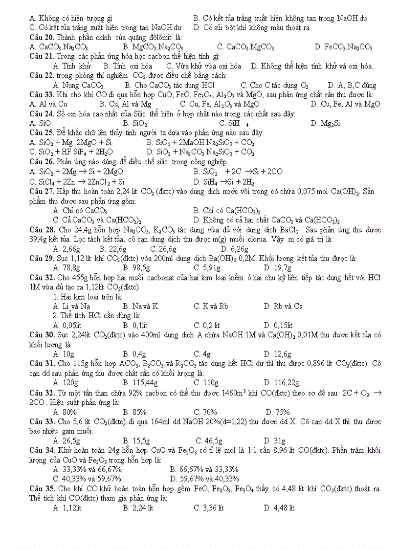 image for page Đề cương chi tiết ôn tập chương Cacbon Silic