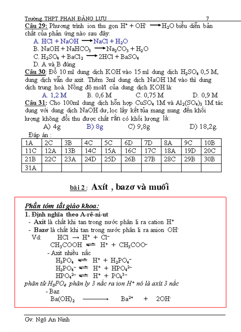 image for page Đề Cương Hóa 11 Phần Hóa Vô Cơ