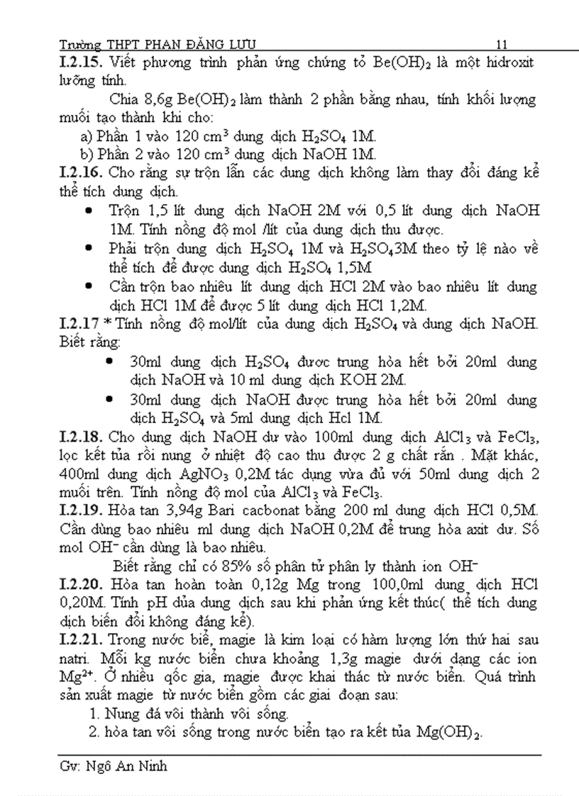 image for page Đề Cương Hóa 11 Phần Hóa Vô Cơ