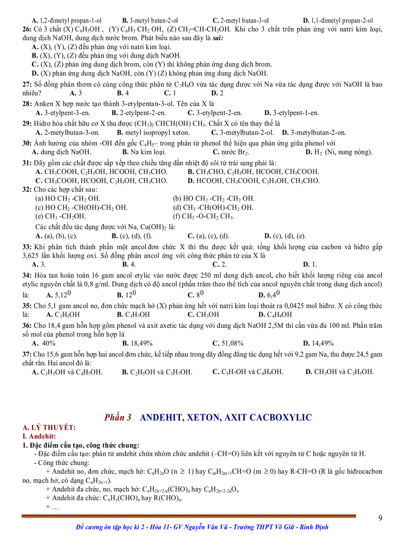 image for page Đề cương hóa 11 trường thpt Võ Giữ