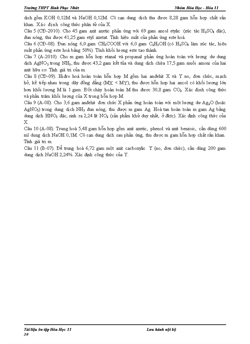 image for page De cuong on tap hóa 11 ca nam tu luan