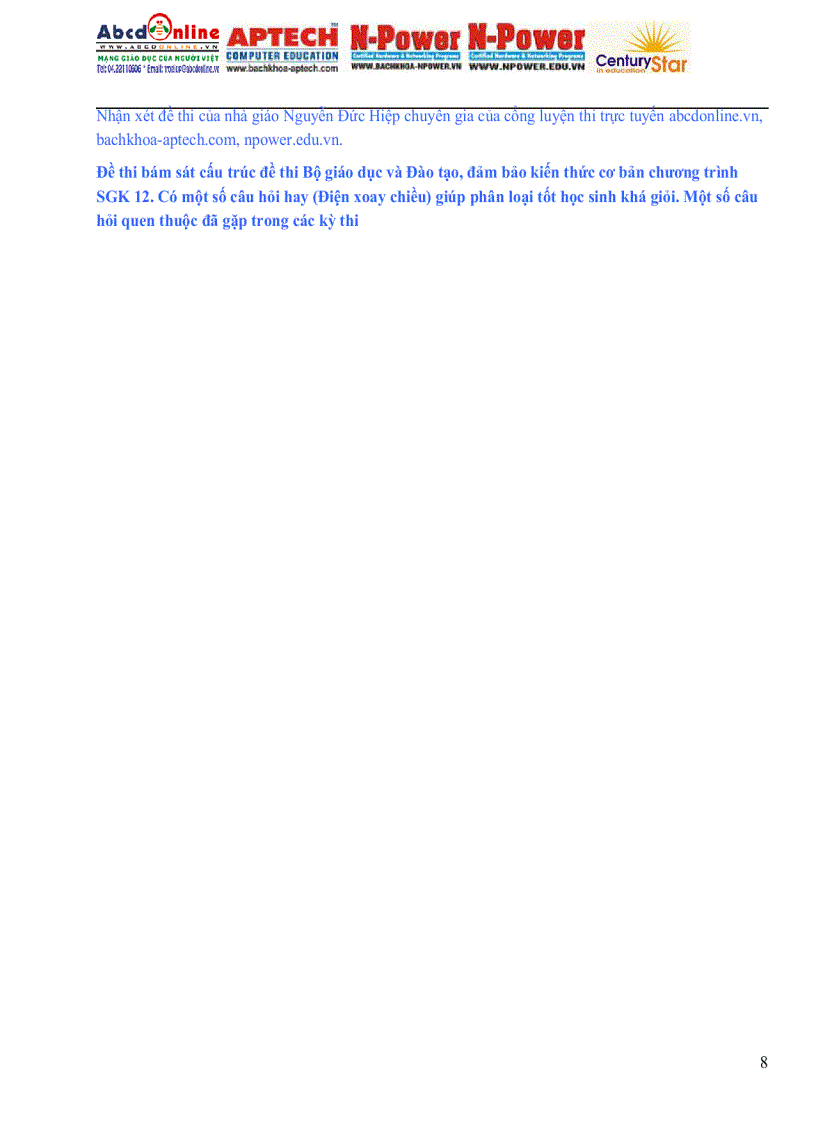 image for page Đề đáp án ĐH môn Lí khối A 2009