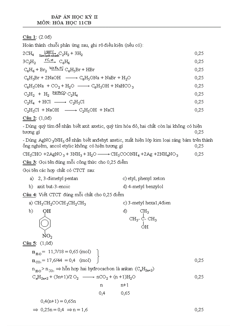 image for page Đề Hóa 11 KT HK II số 7
