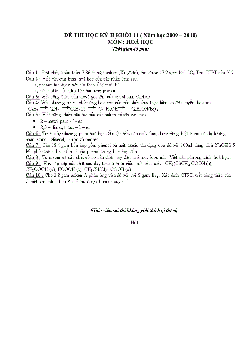 image for page Đề KT Hoá 11 HK II 13